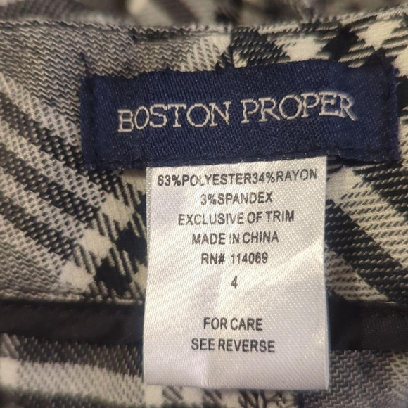 Boston Proper Plaid Pants Black and White Size 4 - Picture 4 of 13